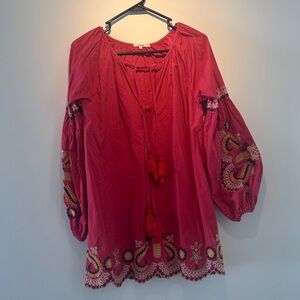 Tularosa Red Embroidered Mini Dress